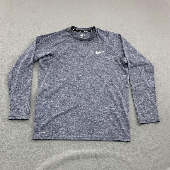 Nike Shirt Mens Small Blue Dri-FIT Long Sleeve Swim UPF 40+ Athletic Training - Picture 1 of 12